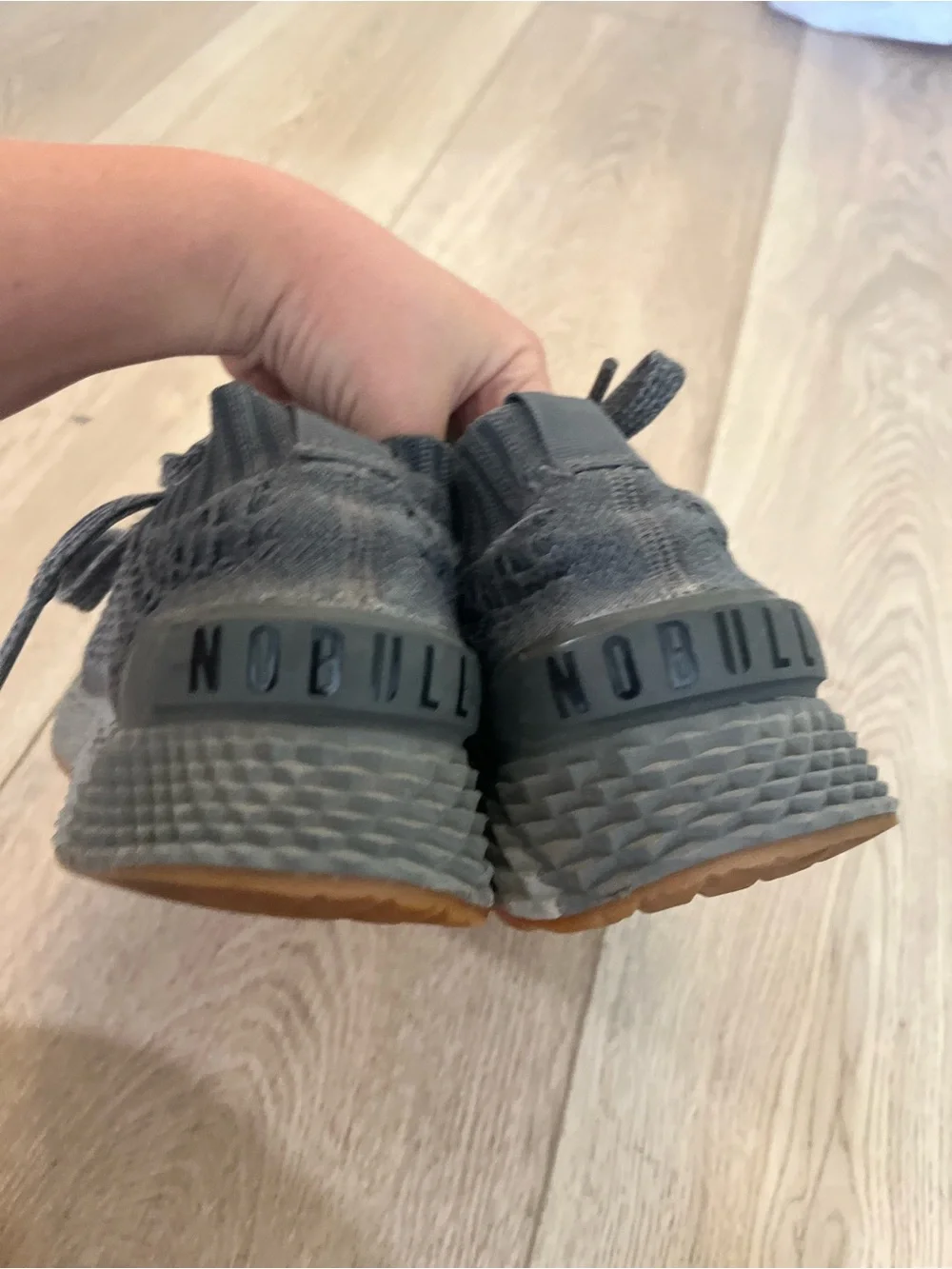 No Bull Gray Knit Lace-Up Sneakers with Gum Soles